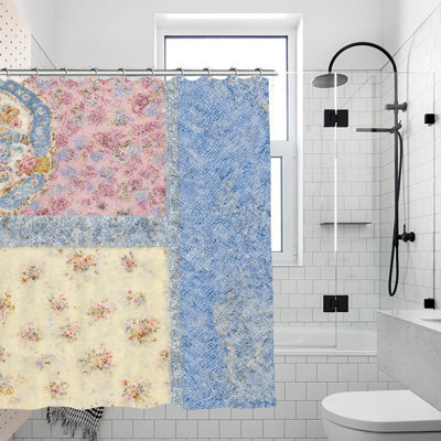Rideaux de douche Vintage Floral Patchwork, 71 × 71
