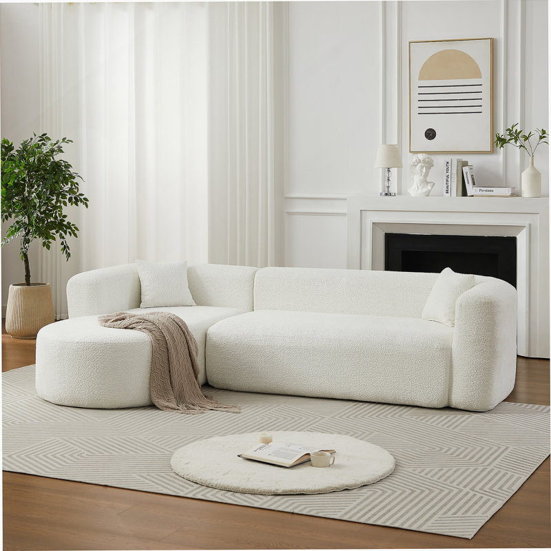 Boneless Modular L-Shape Sectional Sofa With Curved Back Design, Chenille Fabric, And Plush Comfort For Modern Living Spaces.