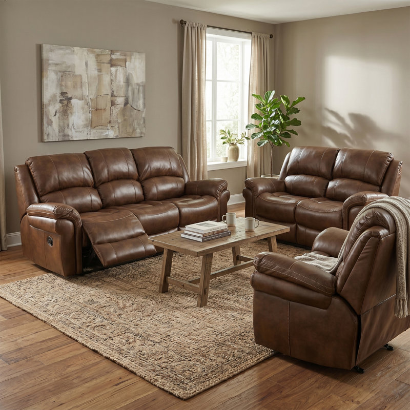 Arles 2 Seater Reclining Loveseat, Tan, Manual