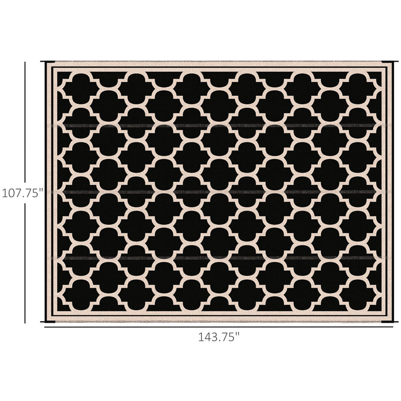 Tapis d'extérieur réversible Outsunny, tapis de paille en plastique imperméable, tapis de camping portables avec sac de transport, grand tapis de sol pour la cour, terrasse, pique-nique, plage