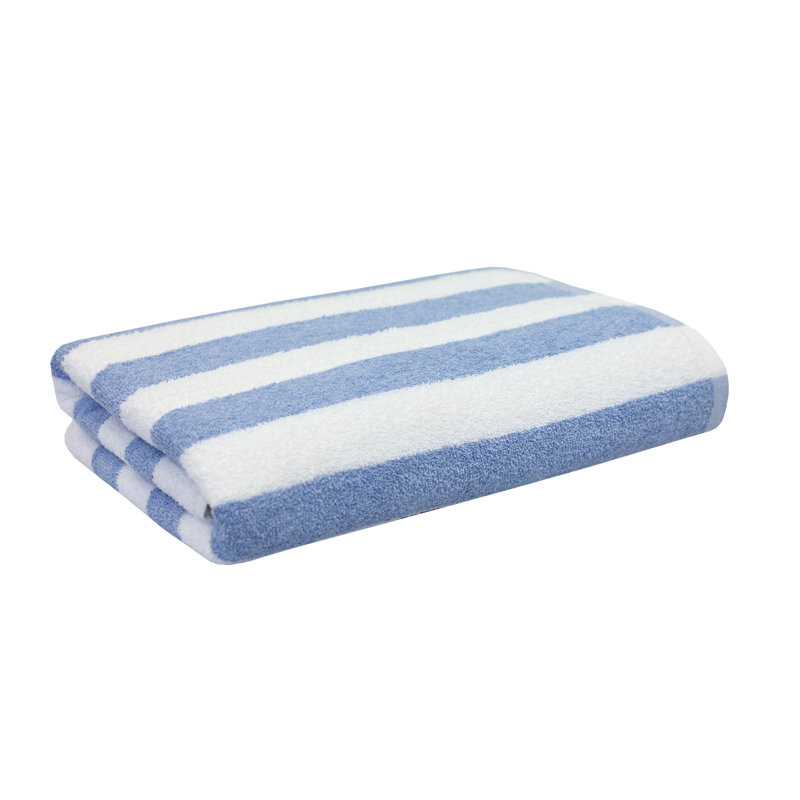 Fibertone by 1888 Mills 48-Piece Cabana Stripe Beach Towel 30x60 13.00 lbs, Blue