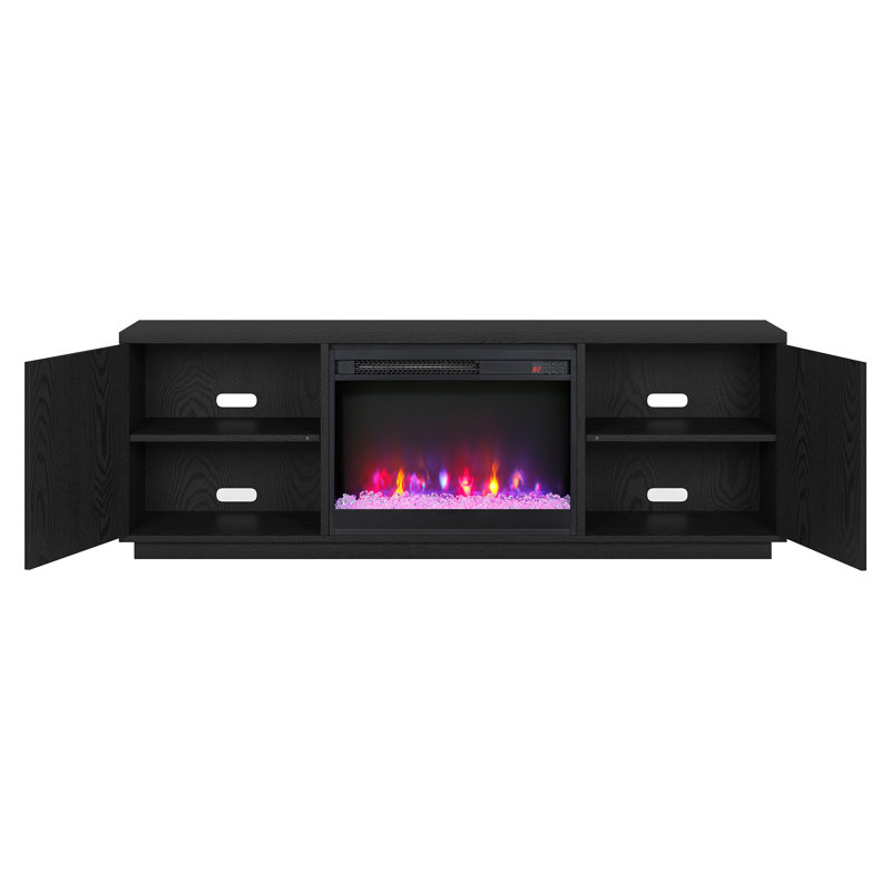 Raydan Rectangular TV Stand with 26" Crystal Fireplace for TV's up to 75", Espresso 