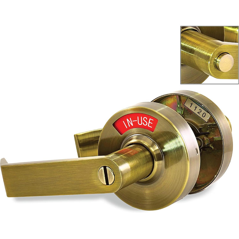 Vizilok ADA Stylish Door Lock Featuring Indicator and 1-Touch Push-Button in Multiple Colours, Left, Antique Brass