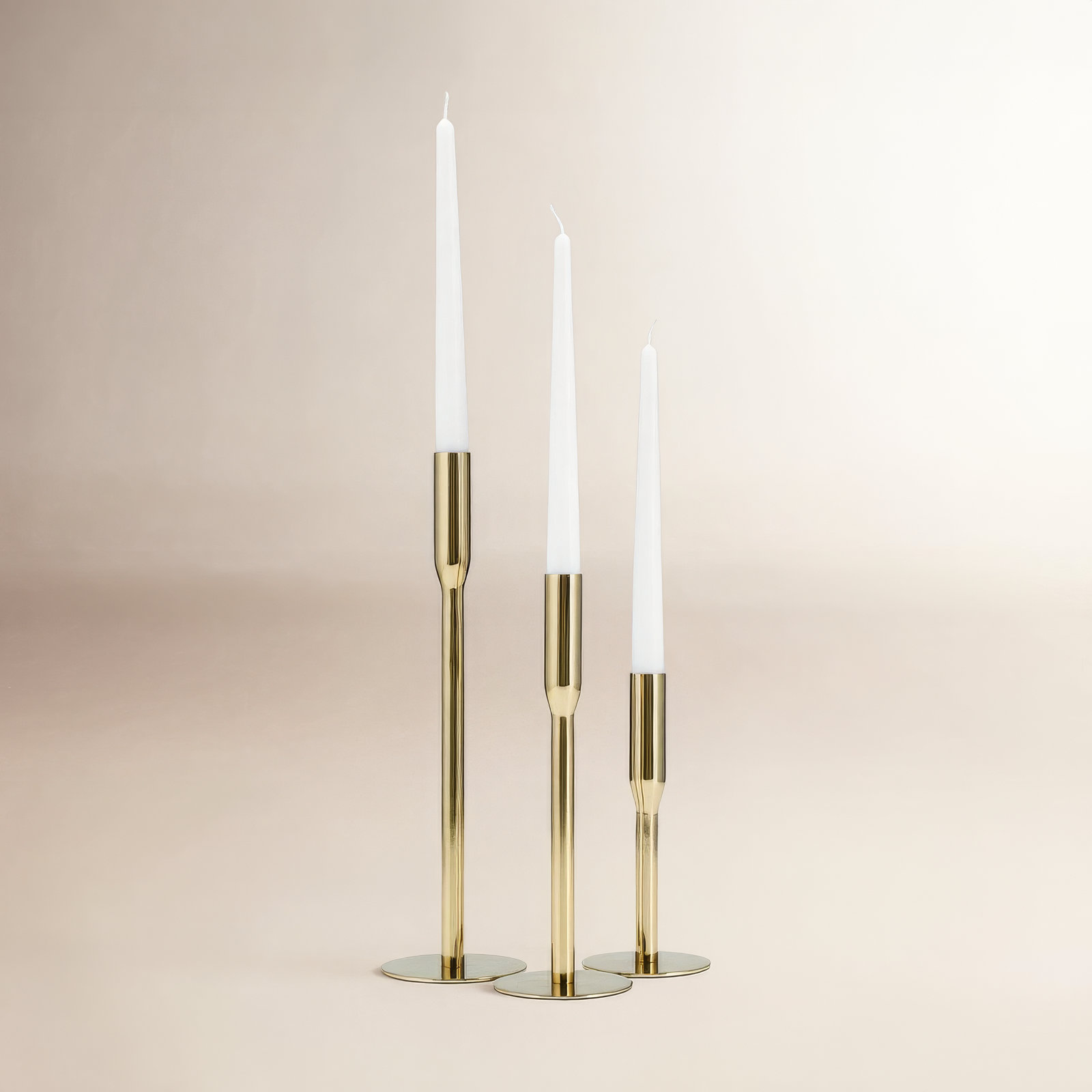 Metal Taper Candle Holder, 8" H x 4" W x 4" D, Gold