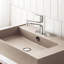 Robinet de lavabo de salle de bain en nickel brossé, poignée rétractable, poignée simple, style contemporain avec robinet escamotable et plaque de pont en nickel, conception escamotable et-121675723