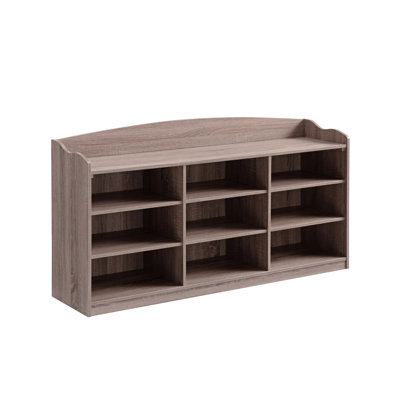 Dark Taupe Wooden Shoe Storage With Nine Shelf Options For Entryway Space Stand Shelves, Finish