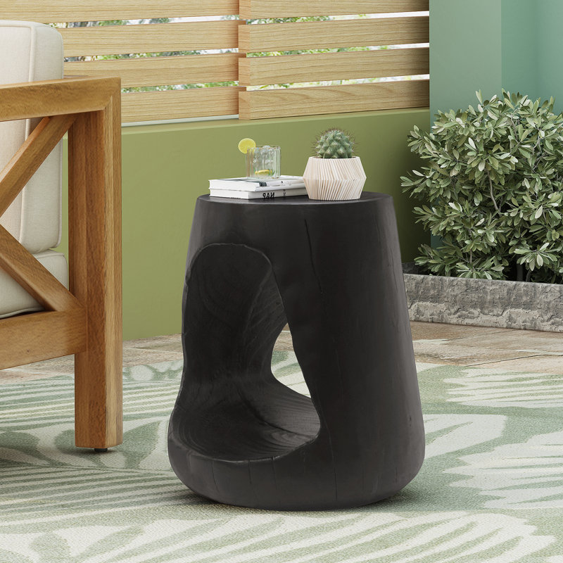 Table d'appoint, texture semblable au bois, Noir