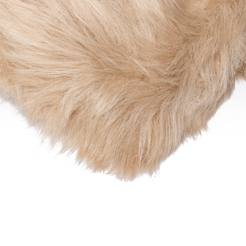 Shawnta Faux Sheepskin Fur Tan Area Rug, Rectangle 3' x 5'