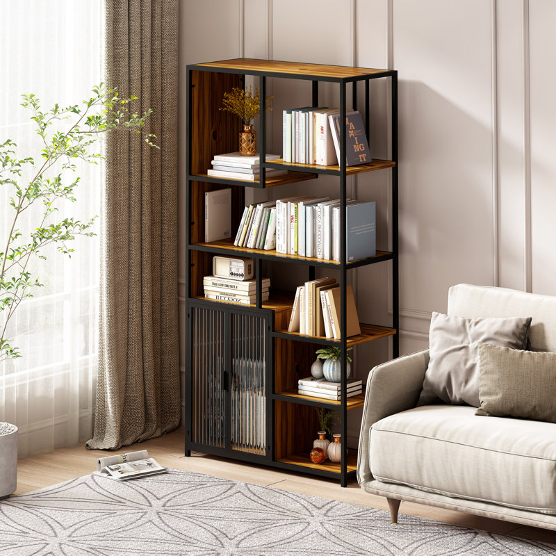 Étagère de rangement polyvalente avec armoire de rangement fermée, Brun