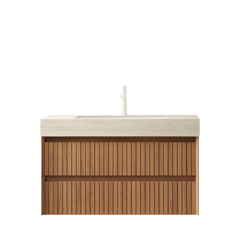 Meuble-lavabo 36 po avec lavabo en céramique, Beige, 36"