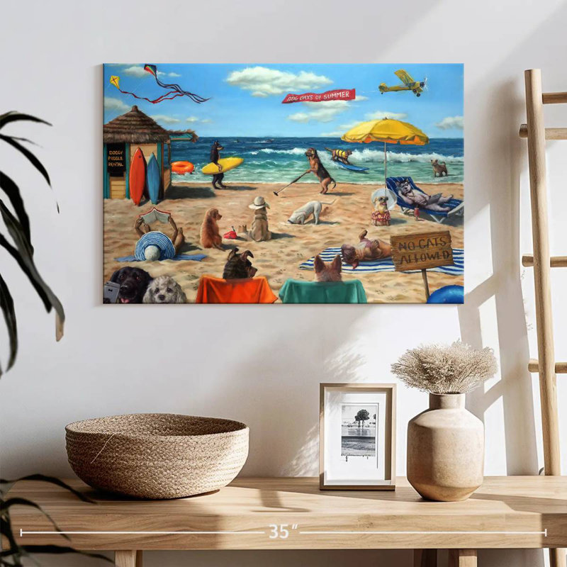 Chien de plage, H 16 po x l 24 po