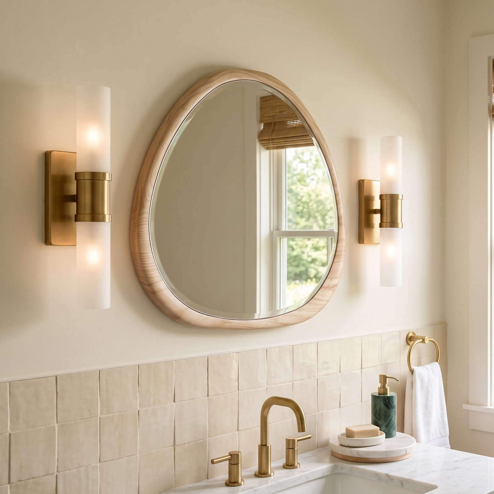 Evelien 2-Light Dimmable Bath Bar, Satin Brass, 40 W, 16" H x 5" W x 3.63" D