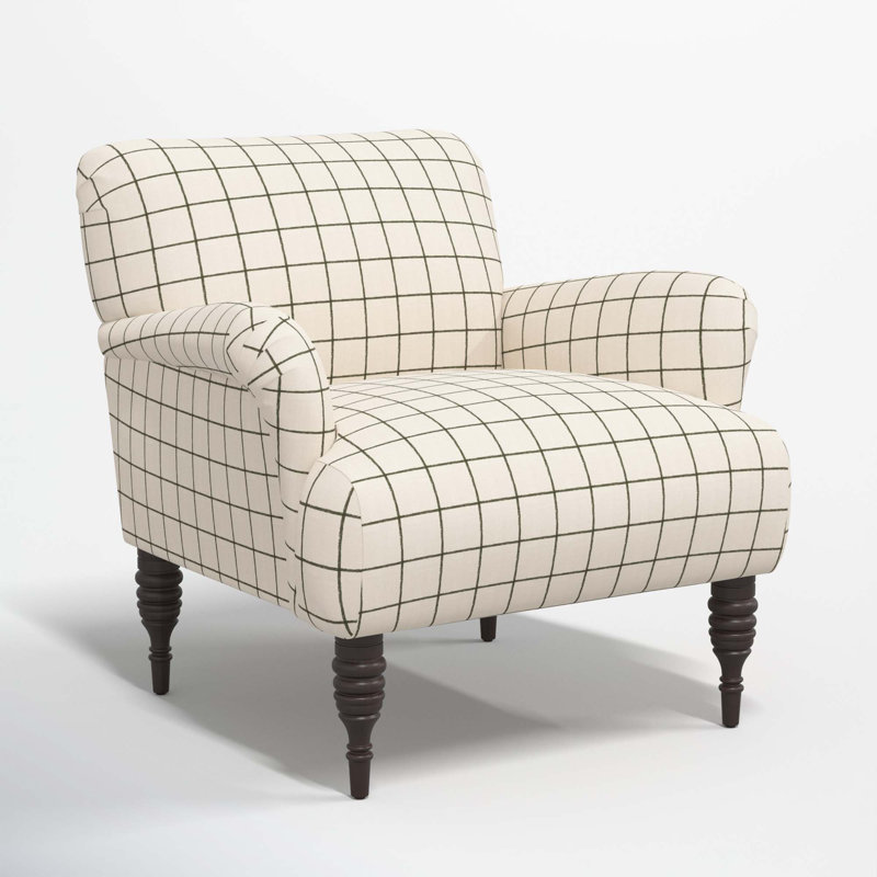 Allura 32'' Wide Cotton Armchair, Line Tattersall Green