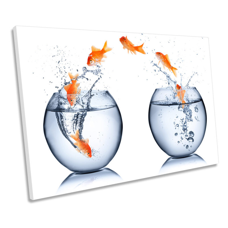 Jumping Goldfish Bowl - Wrapped Canvas Print, 61cm H x 91.4cm W x 4cm D