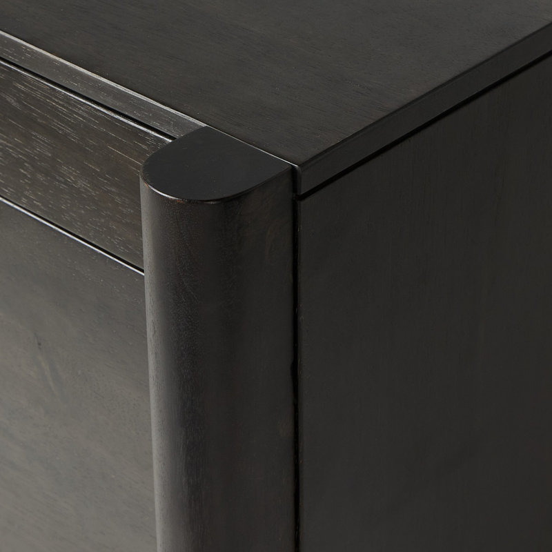 Reza Solid Wood Executive Desk, Worn Black Parawood