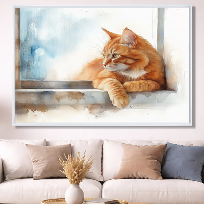 Reproduction d'art «A Window of Warmth - Orange Cat» par Window