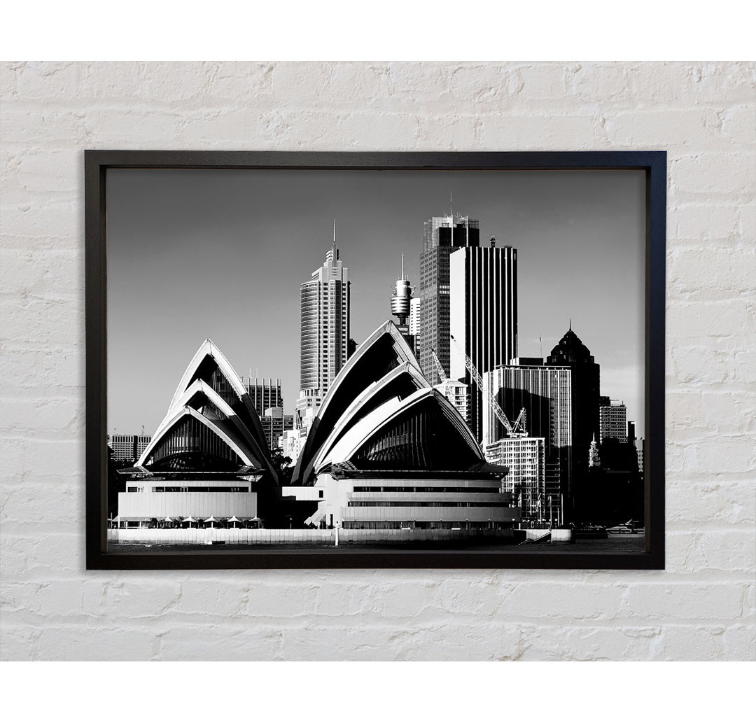 Sydney Opera House B N W - Einzelner Bilderrahmen Kunstdrucke auf Leinwand