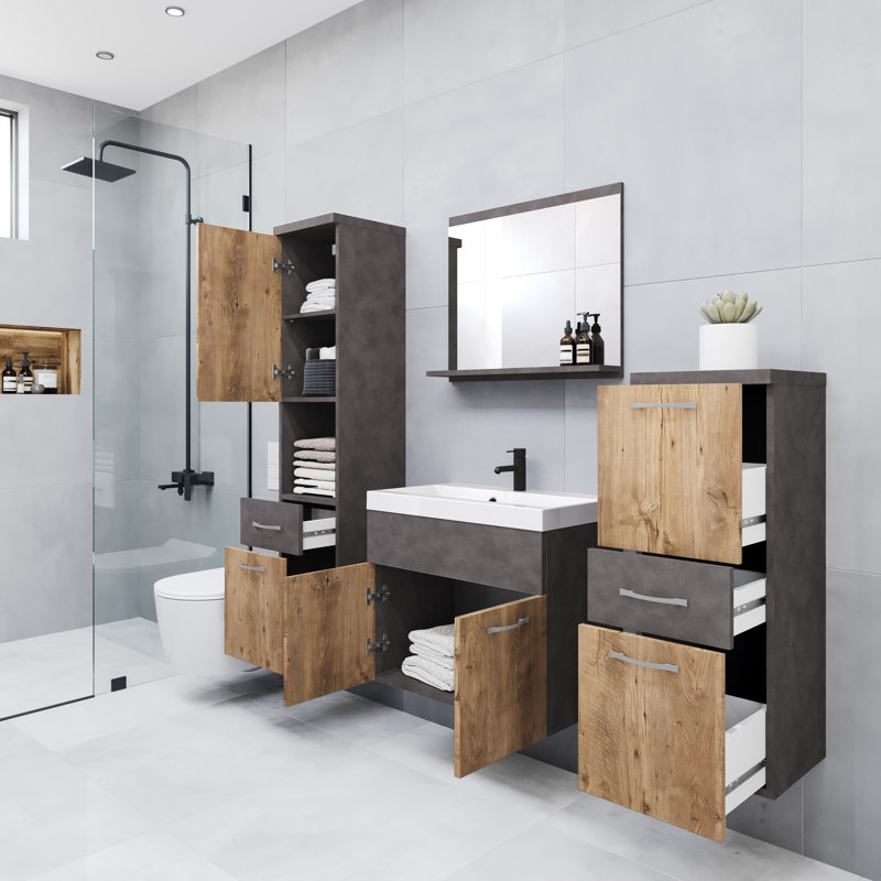 Bathroom Suite, Brown/Grey