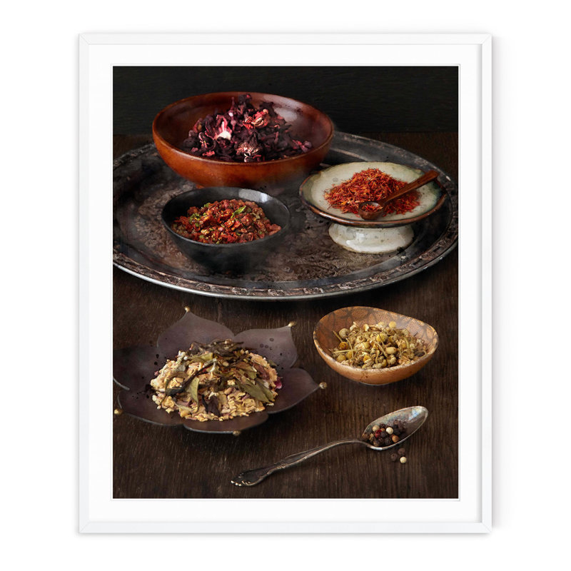 Moroccan Spices - Picture Frame Photograph on Paper , 43" H x 36" W, White Framed