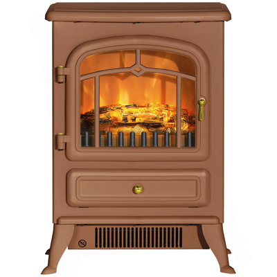 22" Electric Fireplace Heater, Freestanding Fire Place Stove With Realistic LED Flames And Logs, And Overheating Protection, 750W/1500W, Dark Brown