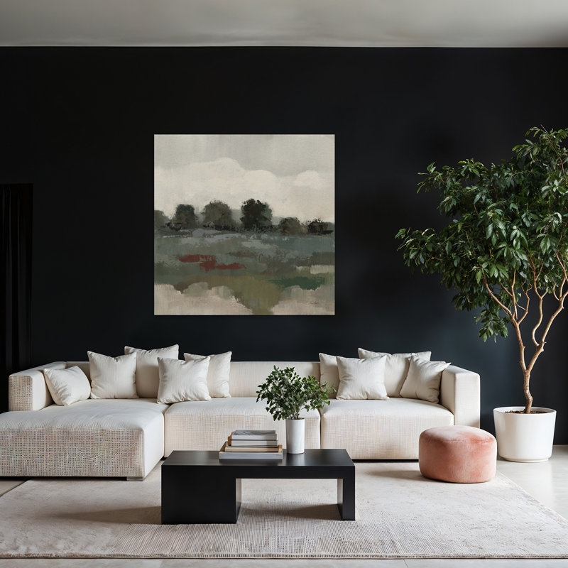 «Sage Landscape I Moody», art contemporain, H 48 po x l 48 po