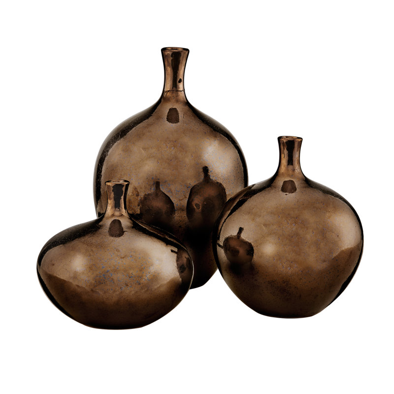 Ansen Metallic Bronze Ceramic Table Vase Trio