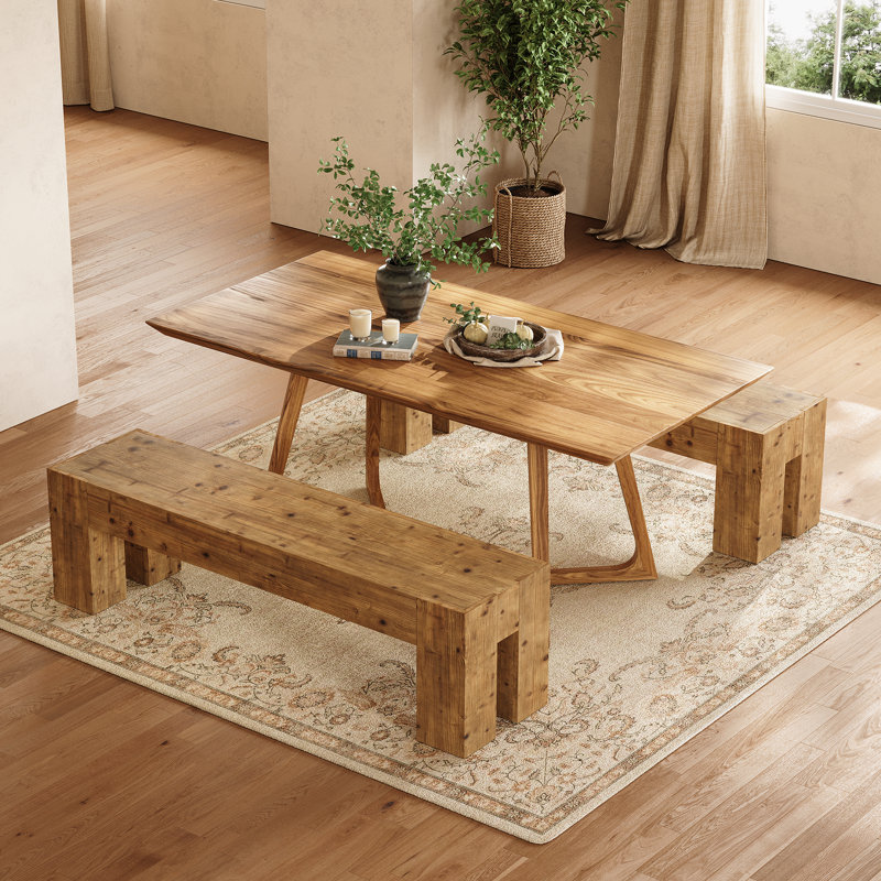 Banc de salle à manger en bois massif, banc de table de cuisine robuste