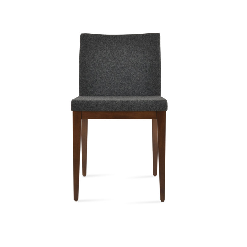ARIA en cuir rembourré chaise, Camira Wool - Gris foncé, Noyer américain