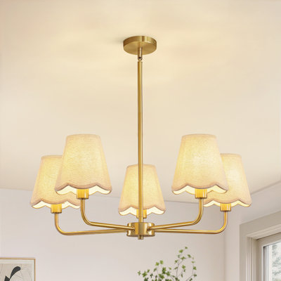 5-Light Modern Dimmable Chandelier With Fabric Shades