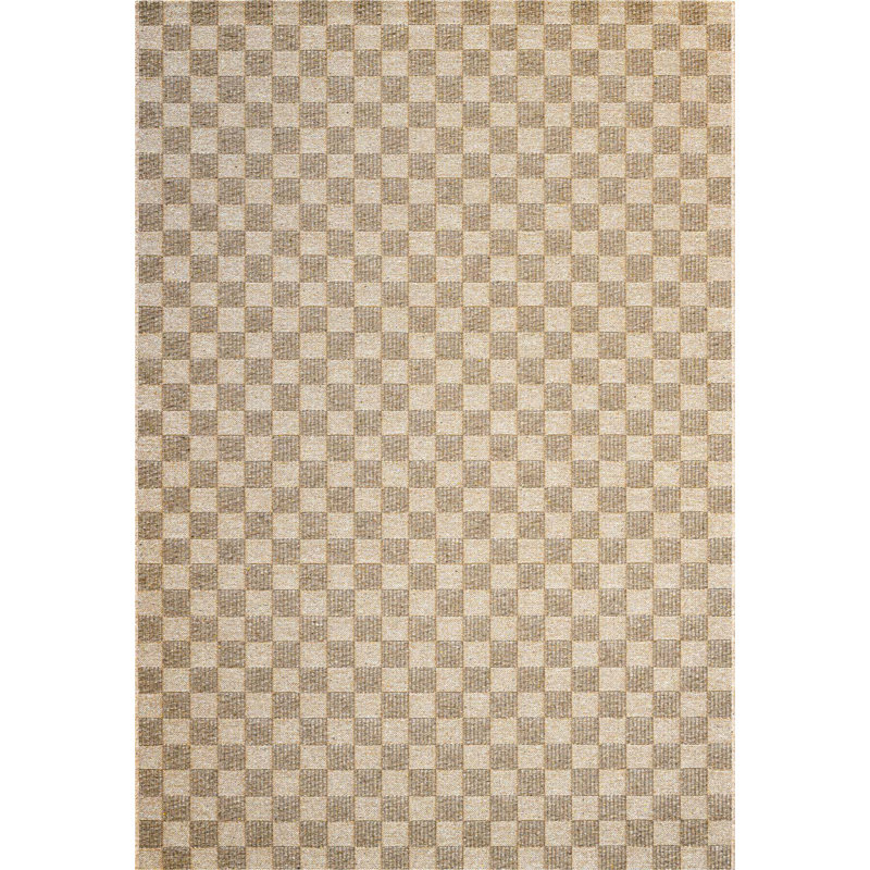 Orene Chequered Wool Flatweave Area Rug, Rectangle 160cm x 230cm
