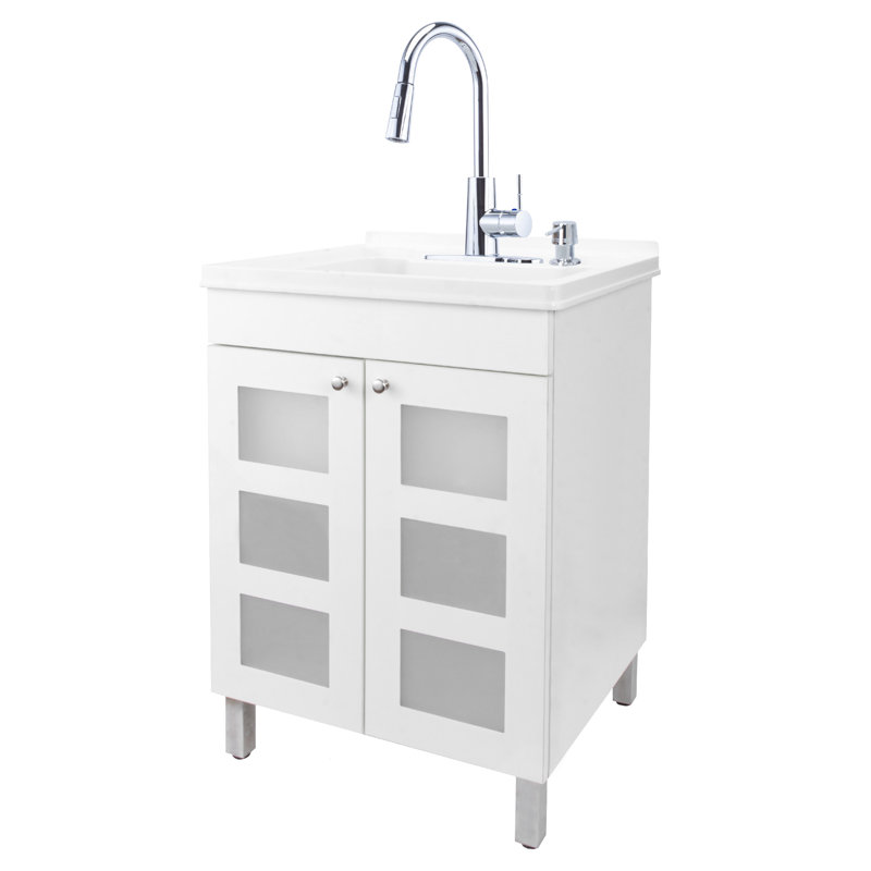 Hamed 24" W x 21.75" D x 49.75" H Single Laundry Room Vanity Set, Chrome