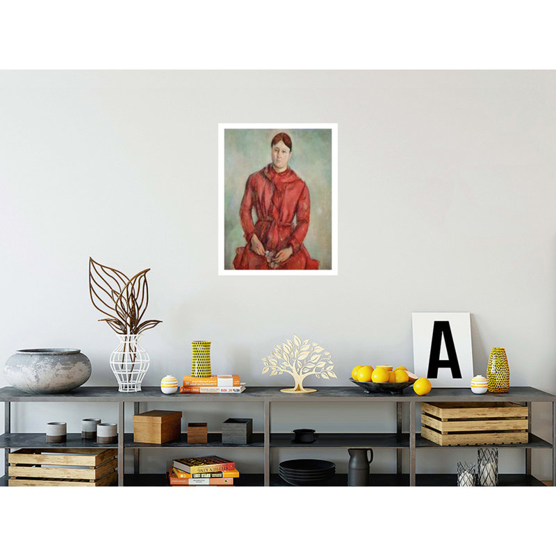 Portrait de madame Cézanne dans une robe rouge, H 28 po x l 22 po
