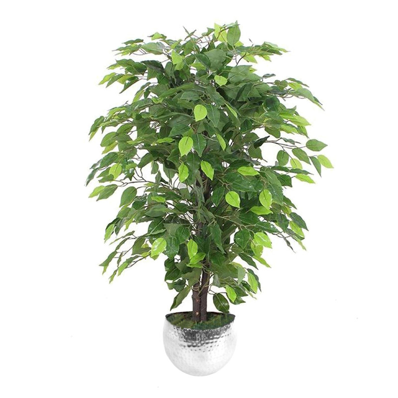 90cm Faux Tree in Metal Planter, Silver