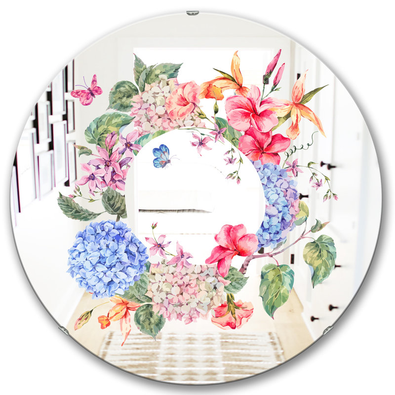 Miroir de salle de bain à motif floral, H 23,6 po x l 23,6 po