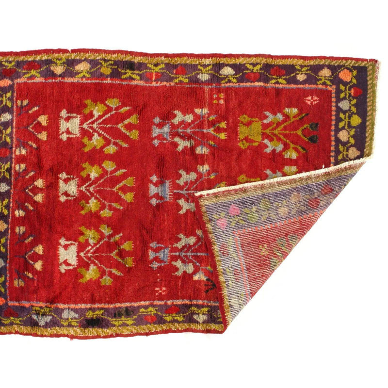Kutluhan Cotton Oriental Area Rug in Red
