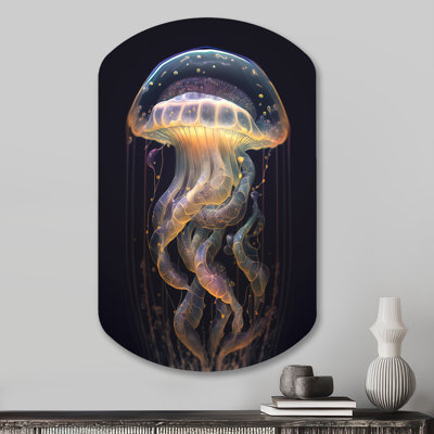 Art mural asymétrique en métal Jellyfish III