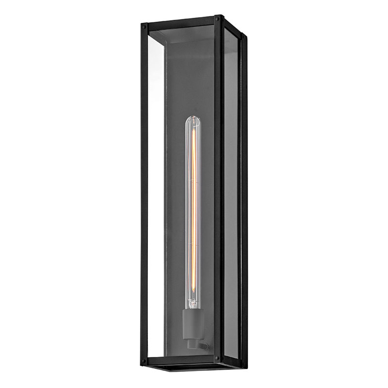 Hinkley Max Large Wall Mount Lantern, 24" H x 6" W x 6" D, Black