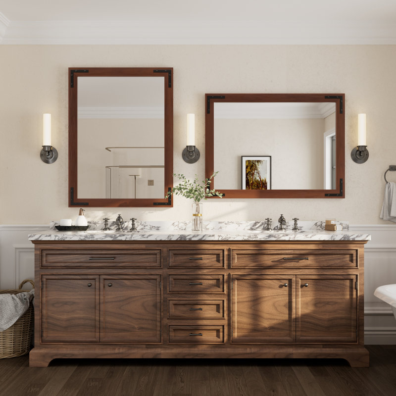 Miroir mural Amara Rustic Farmhouse, Brun, 40 po x 30 po