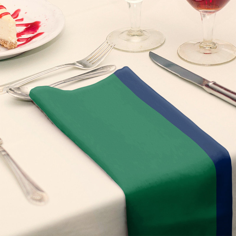 Vancouver Striped Square Napkin, 10" x 10", Polyester, Green/Blue/Dark Blue
