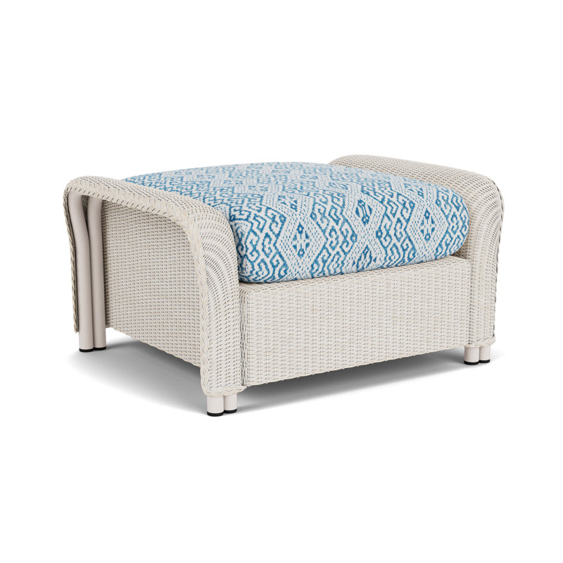 Reflections Outdoor Ottoman, White, Hickory