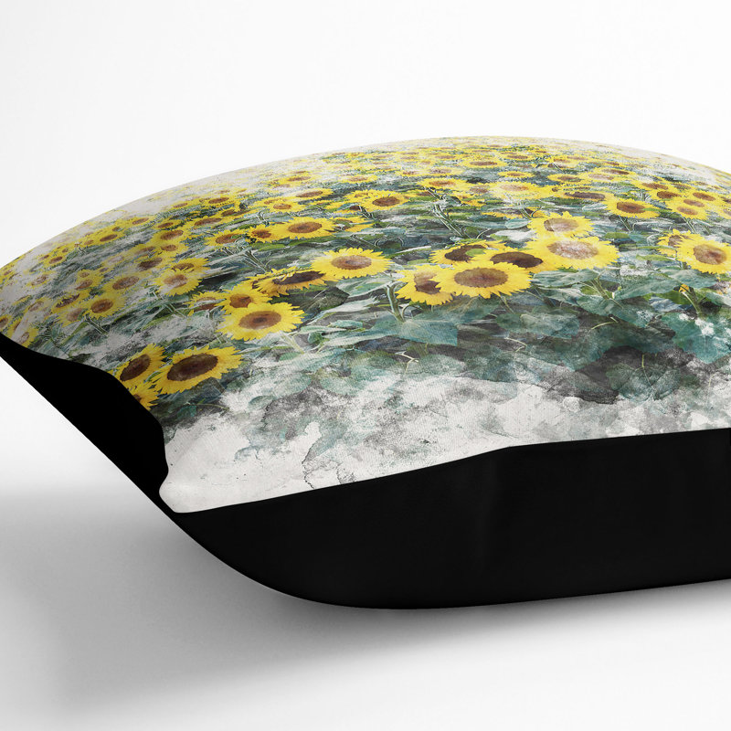 Floral Square Cushion, 55cm H x 55cm W x 20cm D, Black