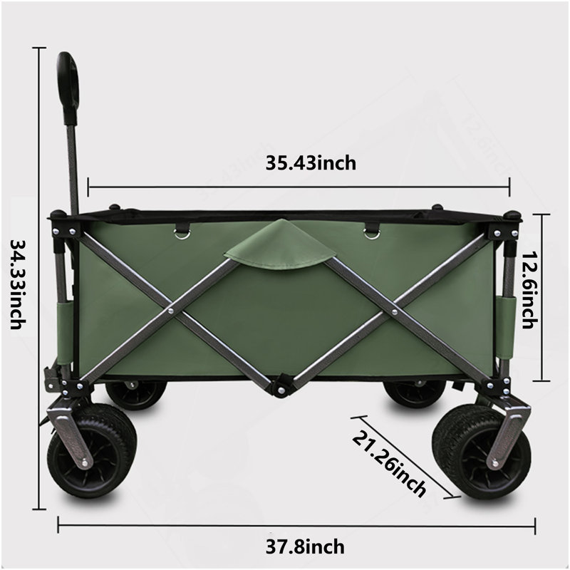Utilitaire utilitaire de jardin pliable couleur chariot de camping pique-nique extérieur chariot de plage, vert