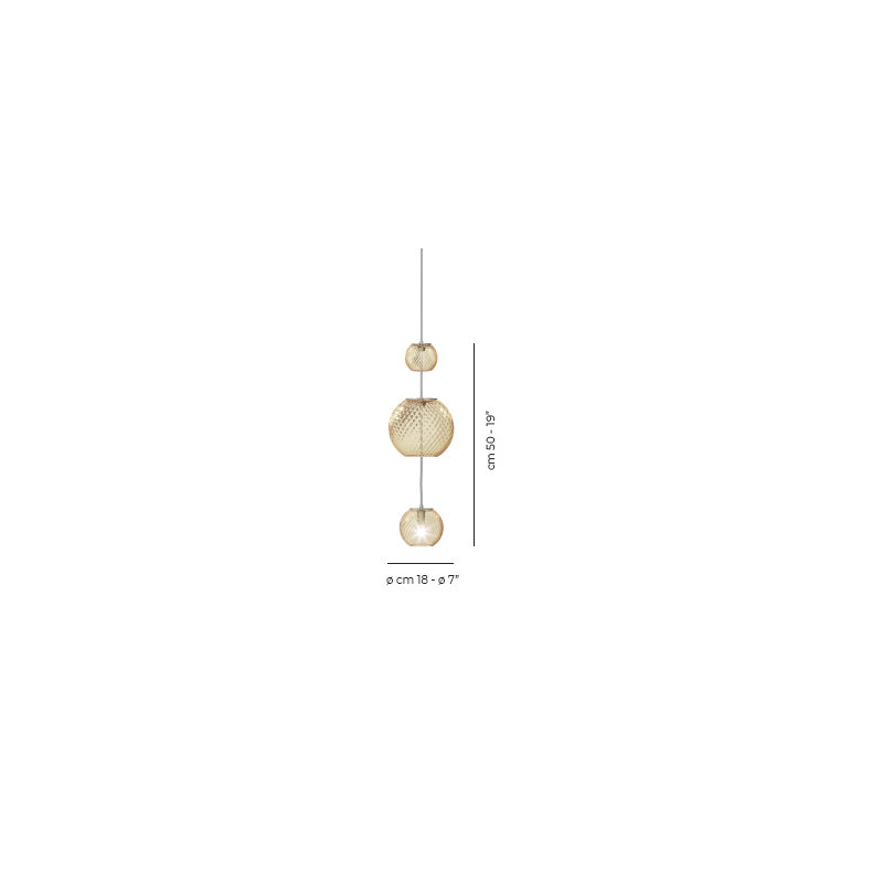 Oto Suspension Peaa White Striped Satin Nickel G9 Ul, Amber
