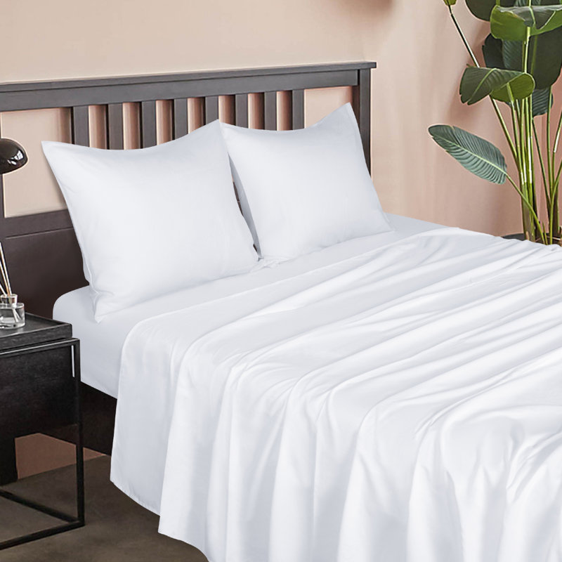 Ensemble de draps, ensemble de draps en microfibre brossée 1800 avec poche profonde - NTBAY, Blanc