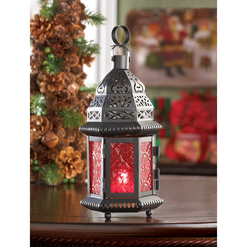 VERRE MAROCAINE EN VERRE, Noir / Rouge