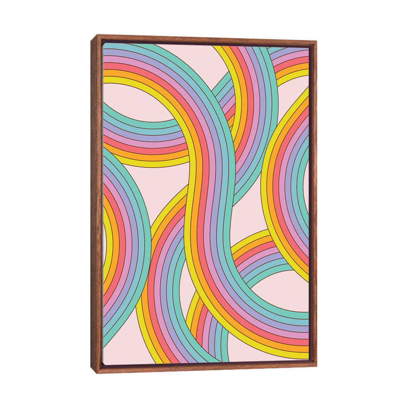 Rainbow Stripes - reproduction d'art murale - toile encadrée, H 26 po x l 18 po, Impression encadrée sans passe-partout, Brun