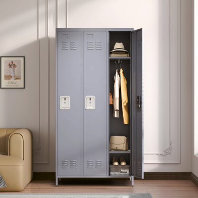 Casier en métal à 3 portes de 72 po de hauteur avec serrure pour les employés, armoire de rangement