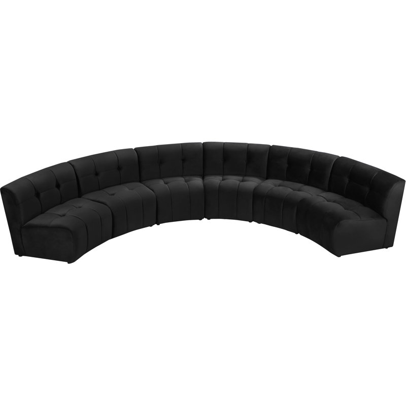 Jedson Velvet Sectional Symmetrical, Black Velvet