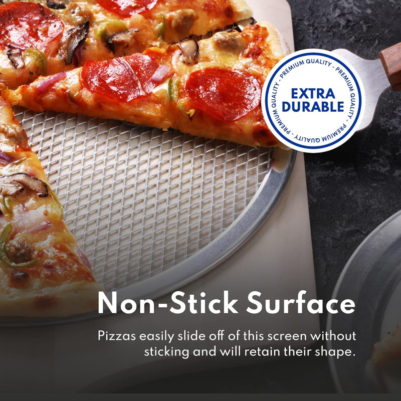 Paquet de 2 grilles à pizza pour cuisson - plateaux de grillage antiadhésifs en alliage d'aluminium sans soudure pour barbecue, four et camping - Bac à pizza antirouille pour barbecue, foyer, cuisine pour la maison