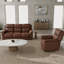 Fauteuil inclinable pivotant manuel, fauteuil inclinable électrique double et causeuse couleur noyer - Esthétique cuir élégant et 2 fauteuils inclinables avec structure solide pour une stabilité optimale
